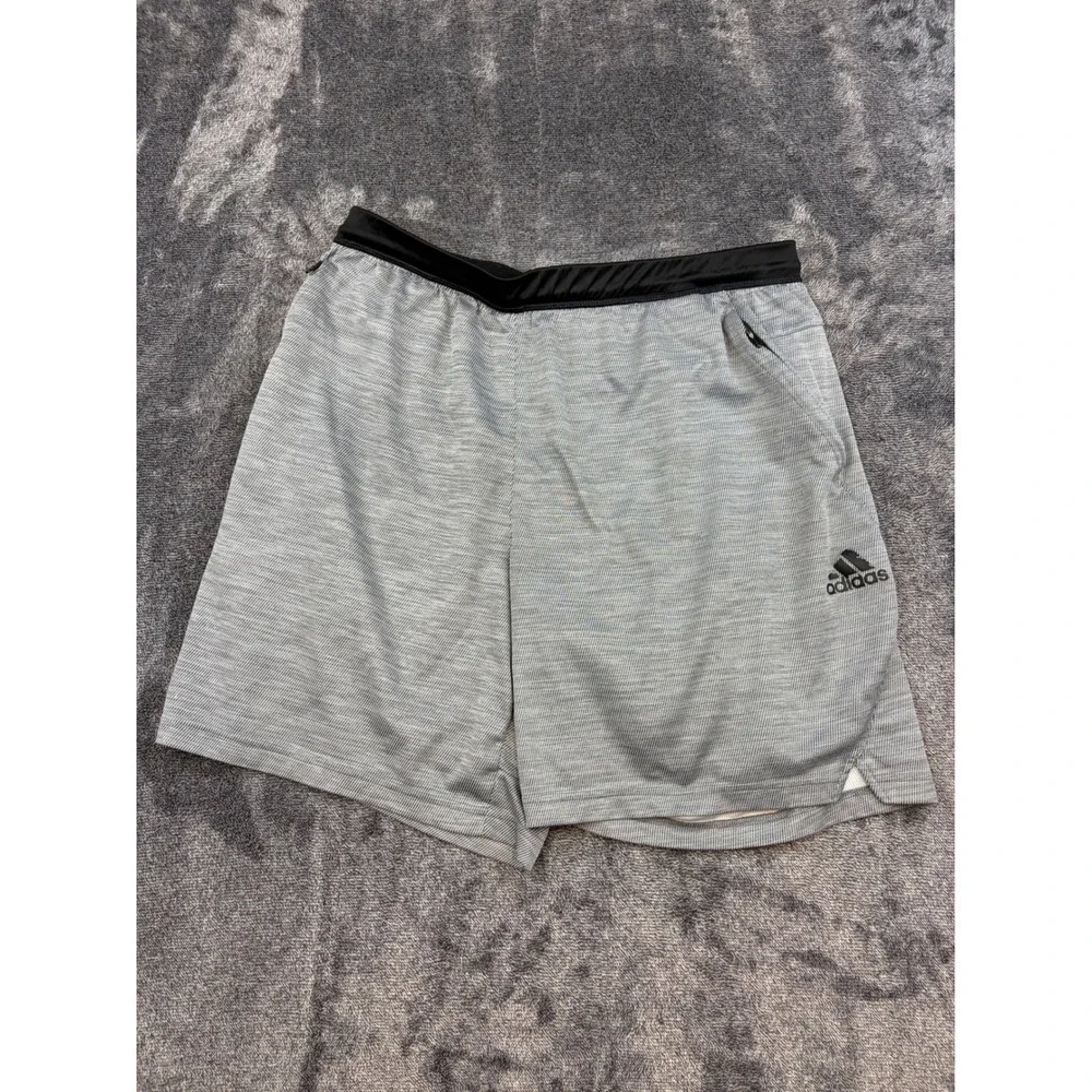 Adidas Shorts Mens XL Grey Aeroready Athletic Gym Running Zip Pocket Activewear